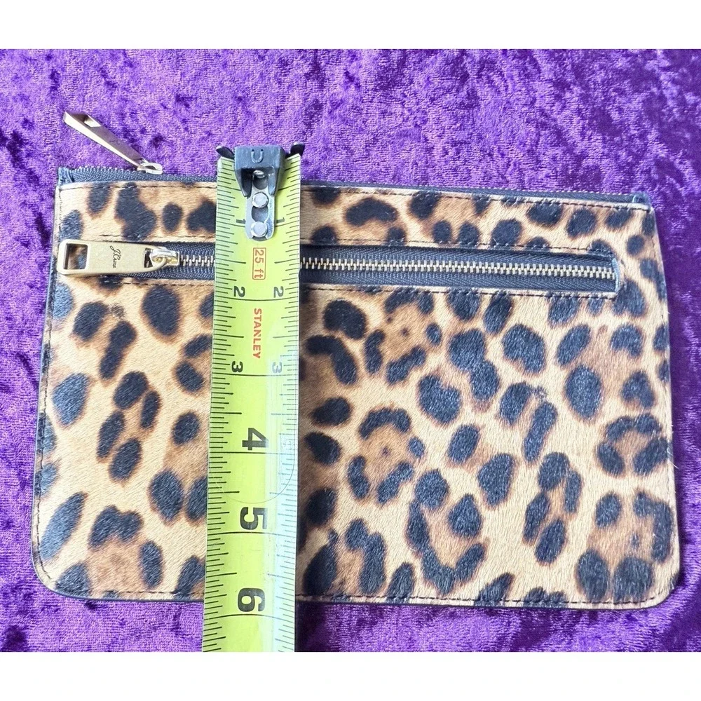 J Crew Leopard‎ Print Calf Hair Pouch Clutch Bag Cheetah Animal Print Handbag